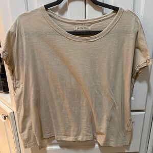 Free People We The Free Cream Short Sleeve Tee | Raw Seam Detail | Size M